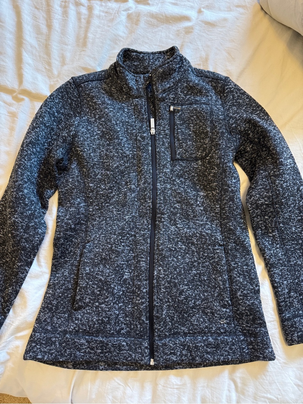 Calvin Klein Women's Heathered Charcoal Zip-Front Utility Jacket